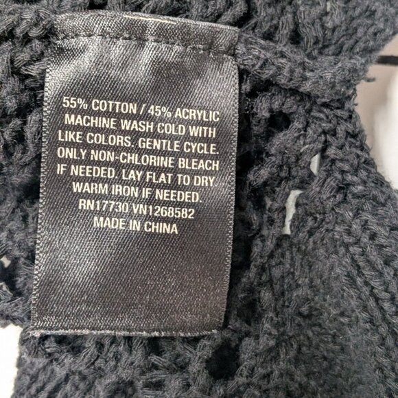 Crochet Open Knit Sweater Women Size XS Roll V Neck Oversized Pullover Goth Y2K - Picture 10 of 11